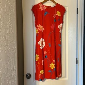 Loft Petites Red Floral Dress